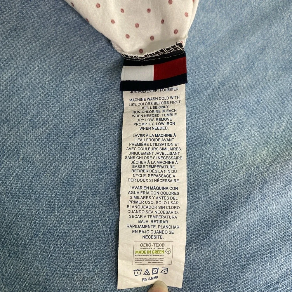 2-Tommy Hilfiger Blue Stipes Red Dots Cotton /Poly Blend Standard Pillowcases